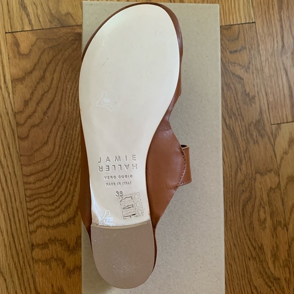 Chic Tan Leather Slide Sandals - Picture 4 of 5